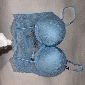 Victoria secret light blue lace corset top 34 c
